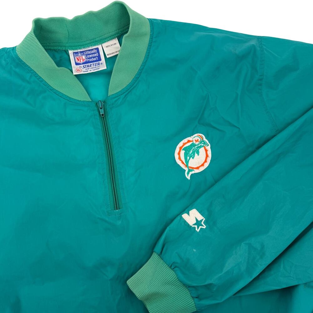 Vintage Miami Dolphins Jacket Starter Brand Pullover Windbreaker Size XL Nylon‎